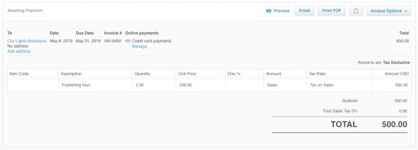 Xero invoices